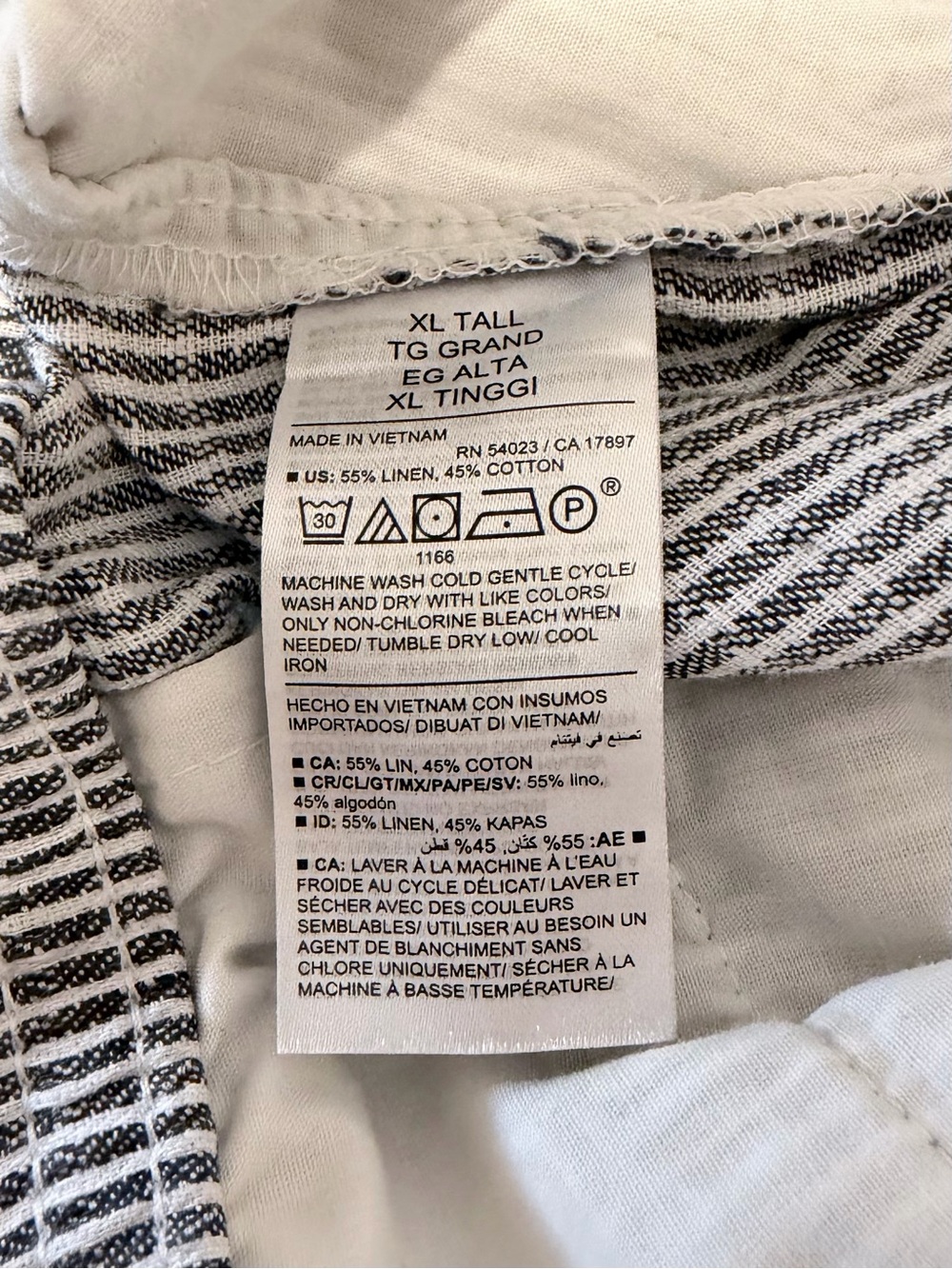 Old Navy Women's Navy and White Stripe Linen-Blend Pants XL Tall - Picture 3 of 7